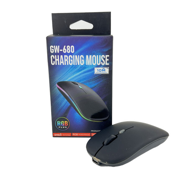 موس بیسیم شارژی دوحالته GW680 | اتصال بلوتوث و دانگل 2 4G و نورپردازی RGB